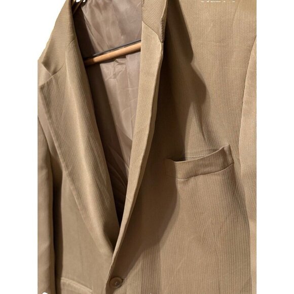 Adolfo International Blazer 100% SILK Tan Beige Stripe 46R Quiet Luxury - Picture 3 of 9